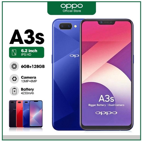 OPPO✨ A3s terbaru 2022 6.2 inci IPS LCD layar full ram 4 64GB ram 6 128GB Smartphone original dual s