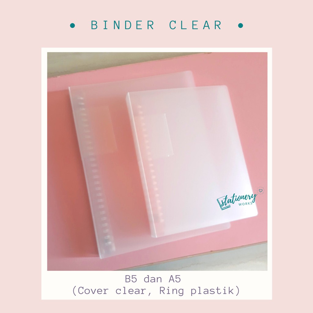 

Binder A5 B5 clear transparan pastel polos - notebook ring