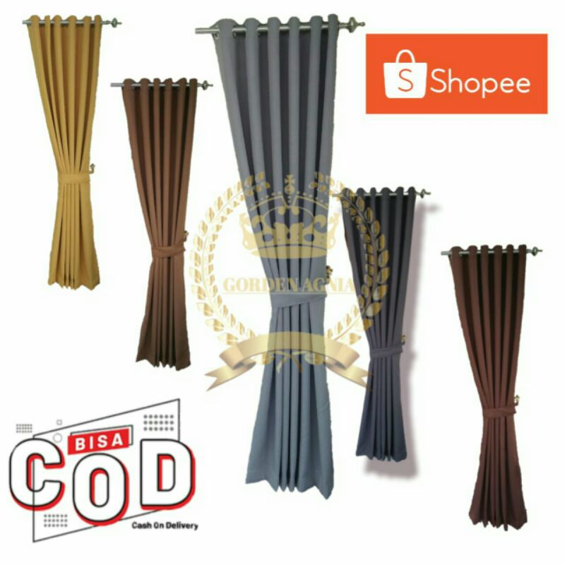 Gorden Blackout Jendela Minimalis 6 Gelombang Polos Premium Tebal Gordeng Pintu Hordeng Abu Tua