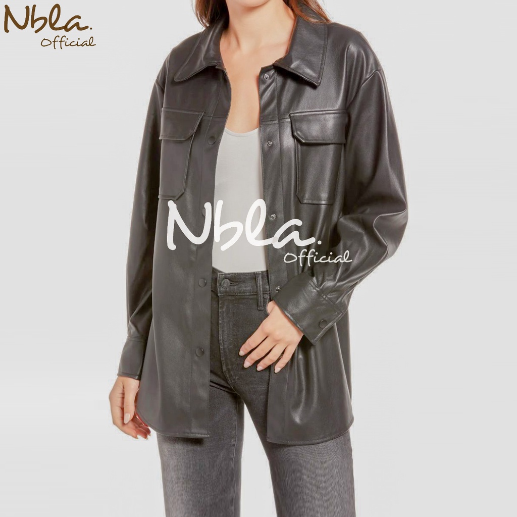 Jaket Oversize Wanita Kulit Sintetis Jaket Kulit Wanita Oversize Jaket Wanita Kemeja Kulit Hitam Jak