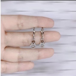 ANTING TITANIUM WANITA ANTI KARAT BERLAPIS EMAS ASLI IMPOR-Silver LOV BULAT DUA