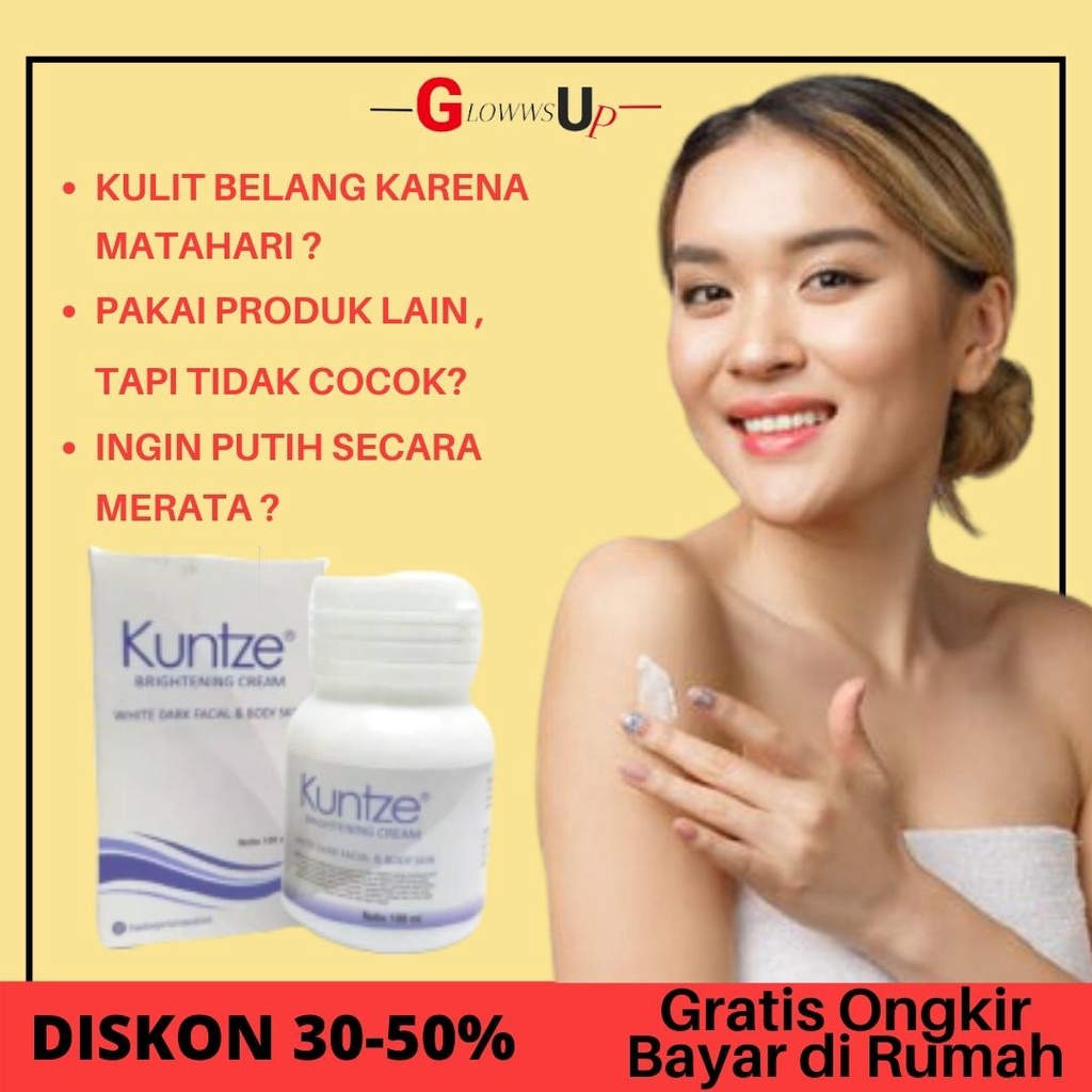 PEMUTIH BADAN KUNTZE BRIGHTENING CREAM WHITE FACIAL N BODY SKIN BRIGHTENING CREAM