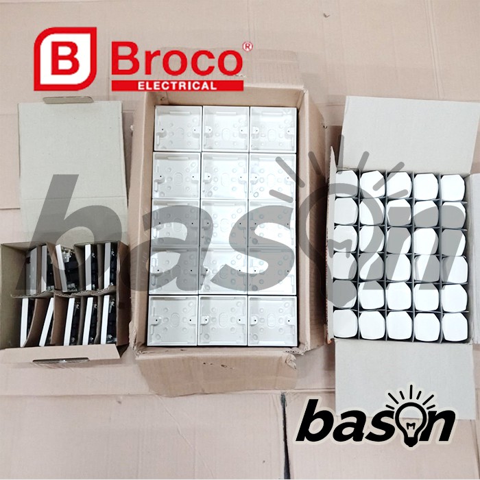 BROCO STD BSI - Stop Kontak AC Complete Set - UK Socket Outlet plug outbow box 13A 250V