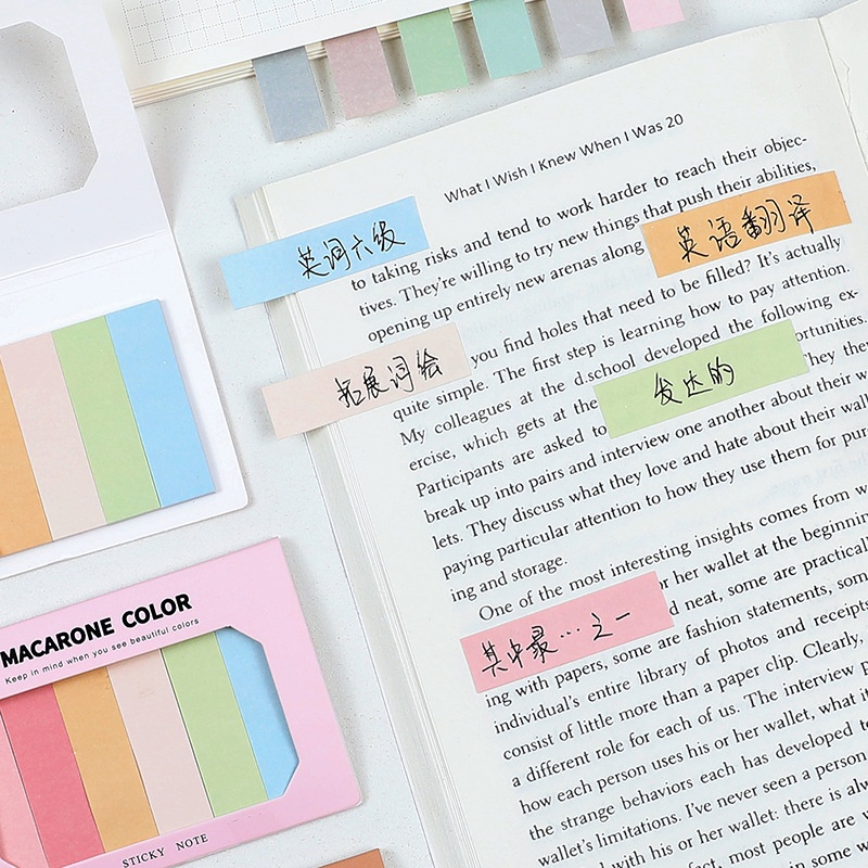 60 Lembar Sticky Notes Bentuk Strip Warna Morandi Dapat Ditulis Untuk Stationery Sekolah / Kantor