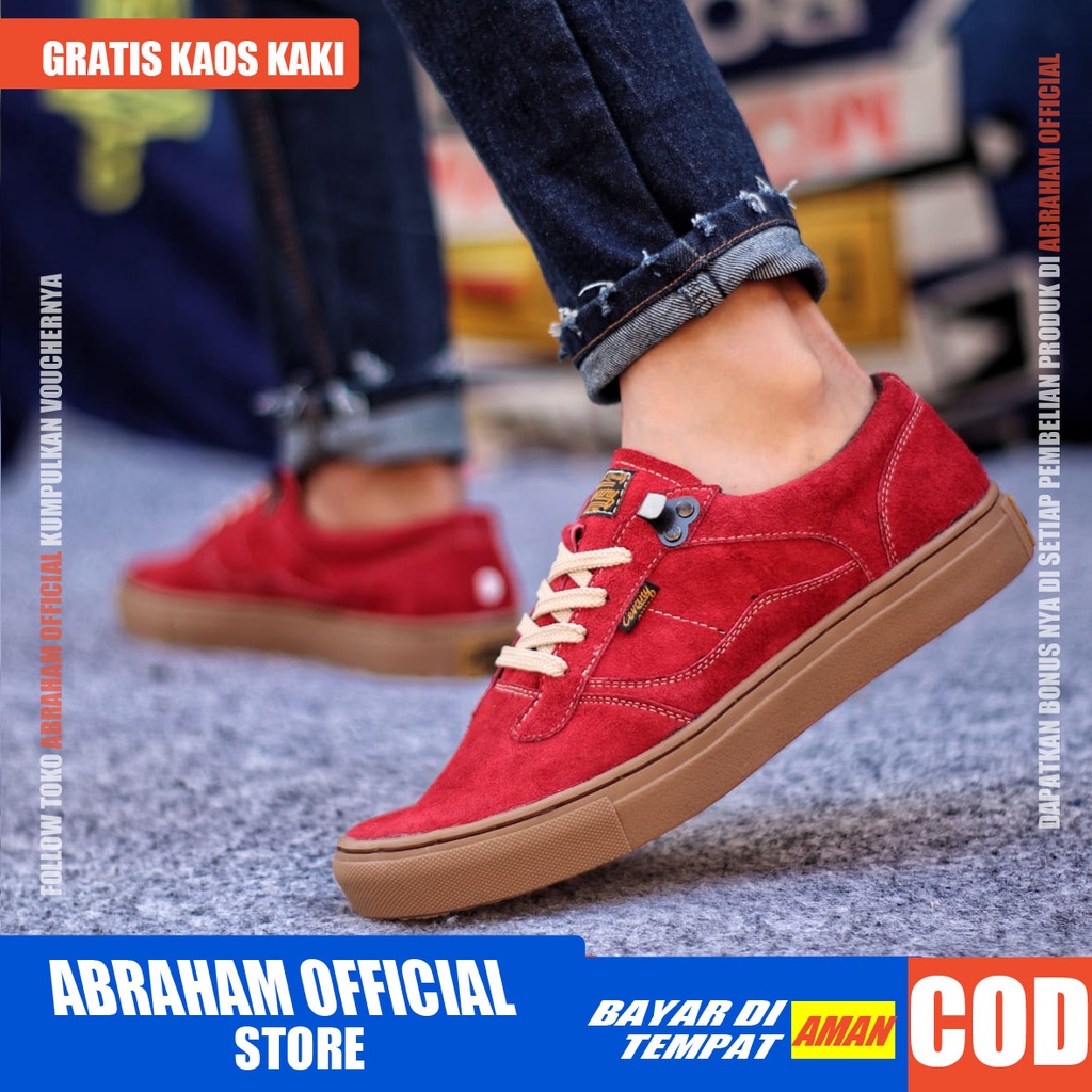 ABRAHAM Sepatu Casual Sneakers Kulit Hitam Kerja Pria