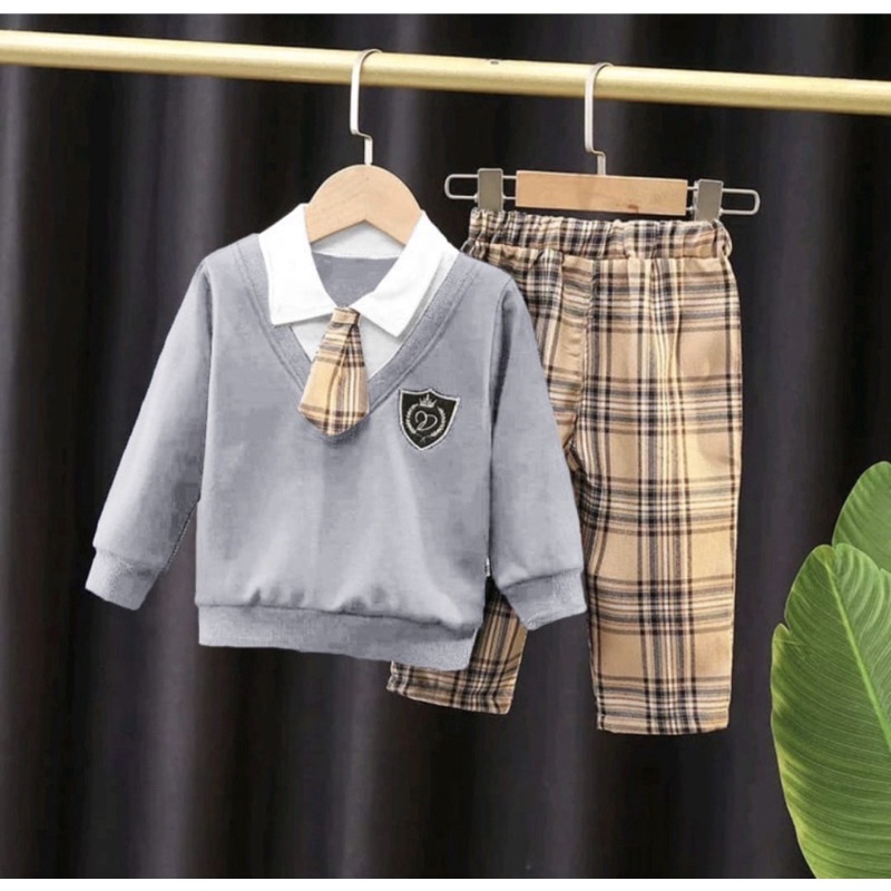 BAJU DAN CELANA ANAK MOTIF BERDASI SCHOOL 1-5 TAHUN