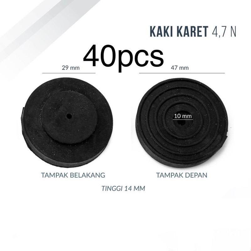 40pcs Kaki Karet 4,7 N (PVC) untuk Salon Speaker / Box Power / Amplifier / Hardcase / Sofa / Pintu