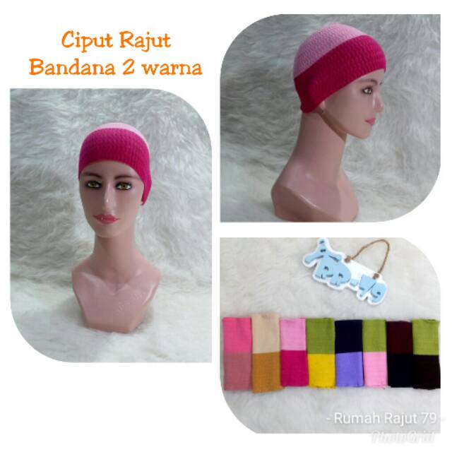 Ciput rajut bandana 2 warna murah ecer grosir