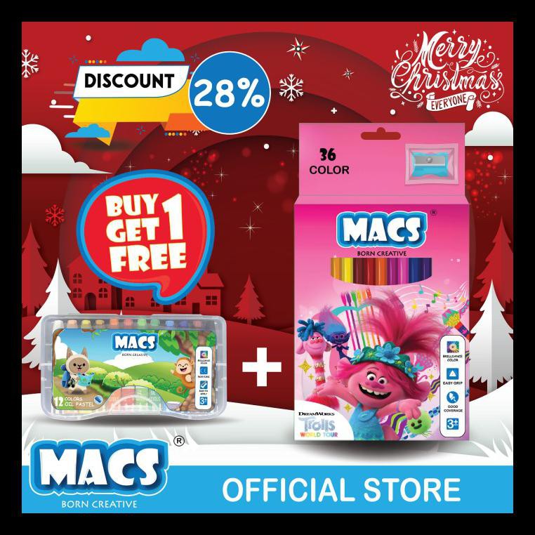 

Best Seller! Holiday Bundle 36 Trolls Color Pensil+12 Warna Oil Pastel Crayon Macs