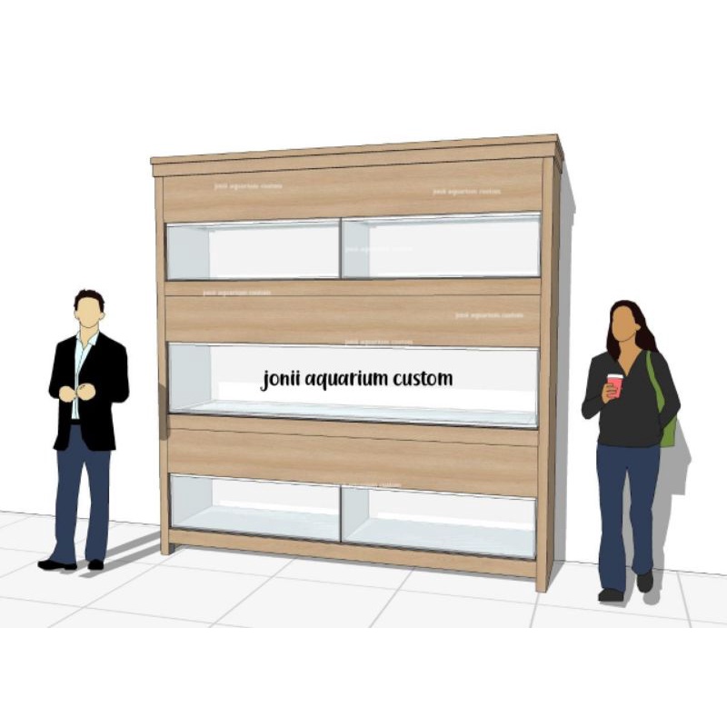 aquarium kabinet 240x60x50 dan 120x60x40 kabinet 3 susun