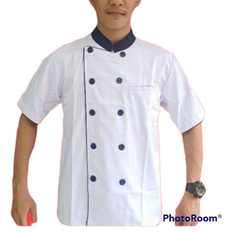 Seragam chef murah/baju koki+custom bordir/kemeja resto