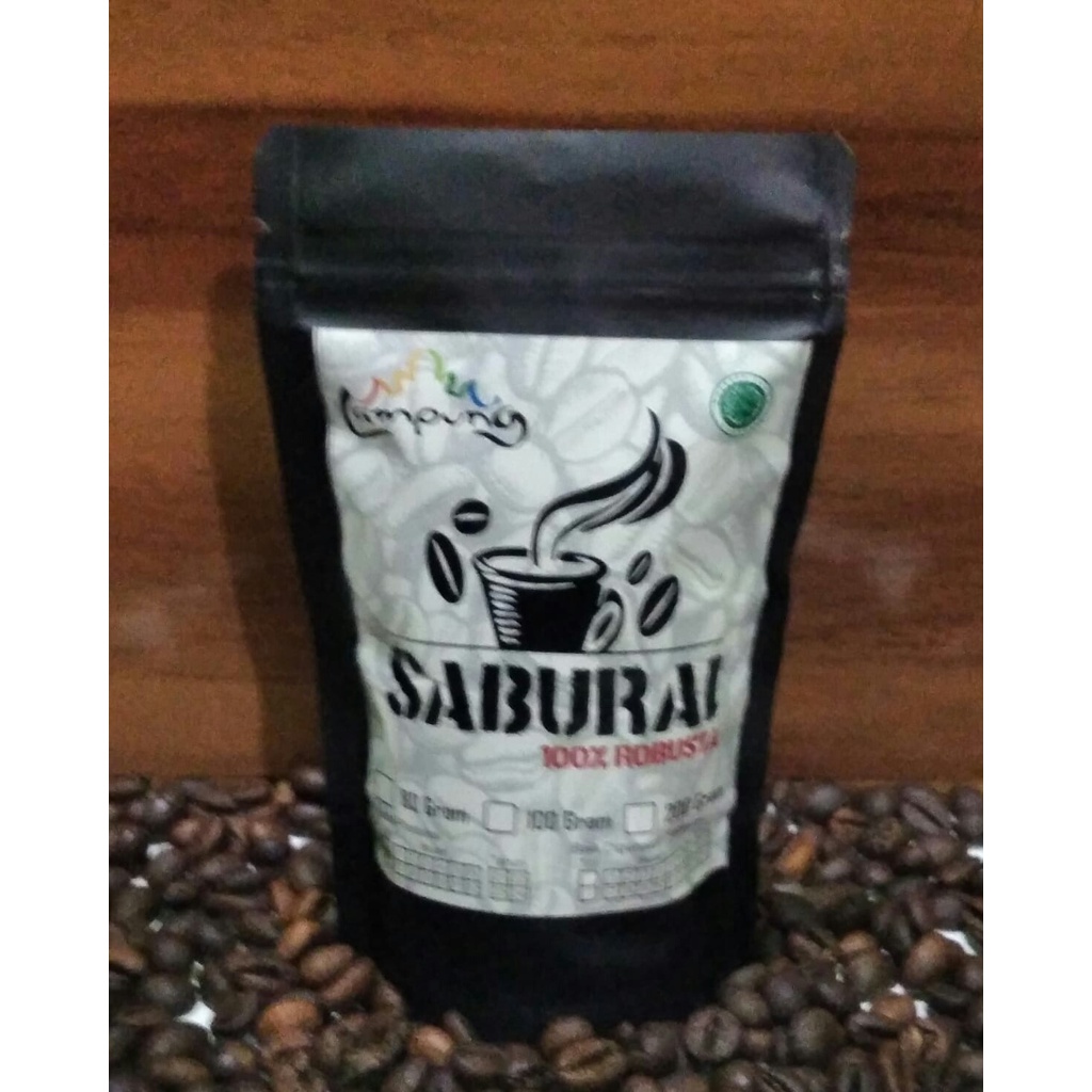 

Kopi Bubuk Robusta Lampung kemasan 100gr BlackPack Saburai Coffee