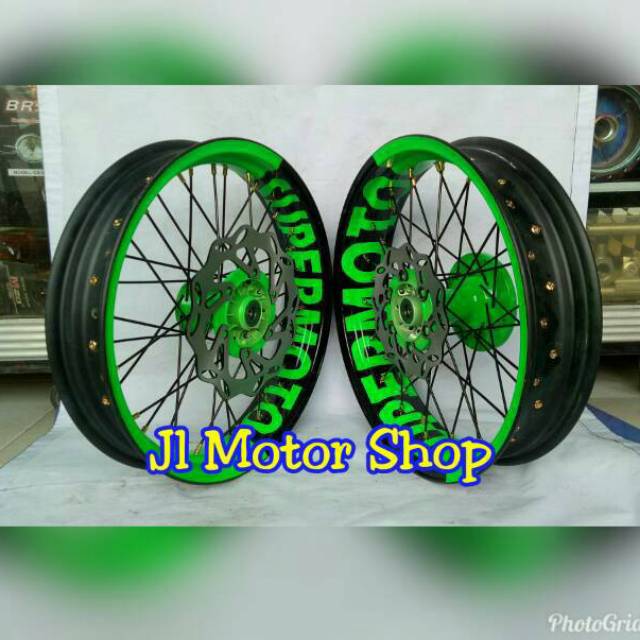 Sepaket Velg SuperMoto Super Moto Klx150  Klx 150 D-Tracker 150 CRF150 L CRF150L WR155 WR 155 Tulisan SuperMoto Vrossi ProTech