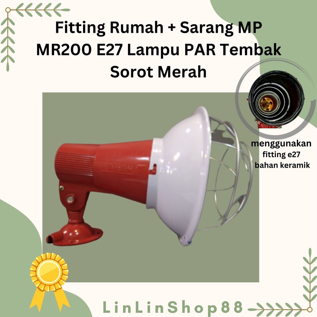 Fitting Rumah + Sarang MP MR200 E27 Lampu PAR Tembak Sorot Merah