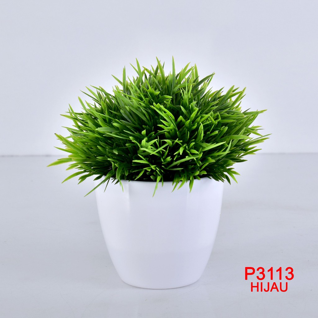 COD / TL88 POT TANAMAN  BUNGA HIAS DEKORASI RUANGAN BUNGA PLASTIK HIAS P3113-HIJAU