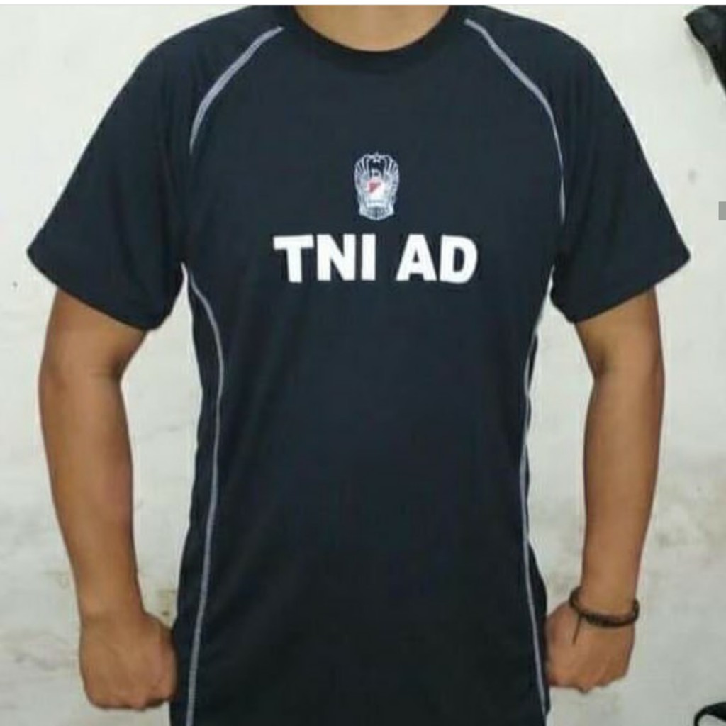 Kaos TNI AD Hitam - Jersey TNI AD Hitam - Kaos Dryfit TNI AD Hitam