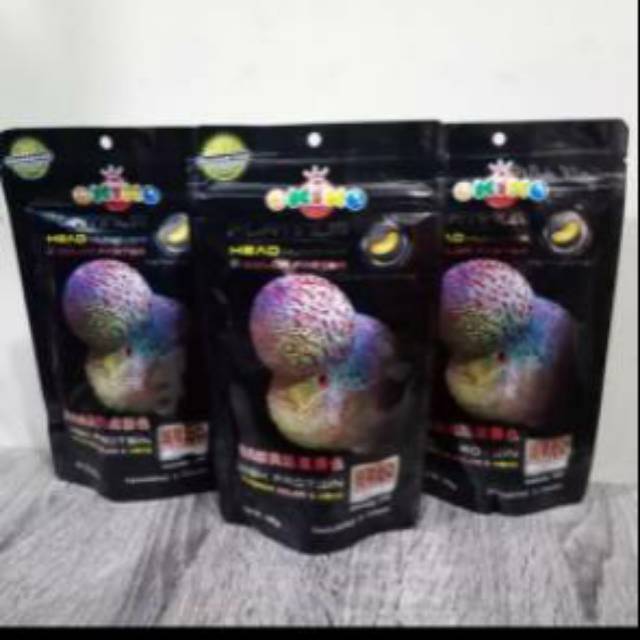 PELET OKIKO PLATINUM HEAD 100GR  PAKAN IKAN LOHAN HITAM