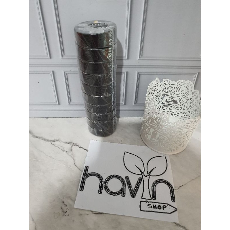 (10pc) ISOLASI LISTRIK/VINYL ELECTRICAL TAPE/ISOLASI KABEL/SELOTIP PVC-Hitam