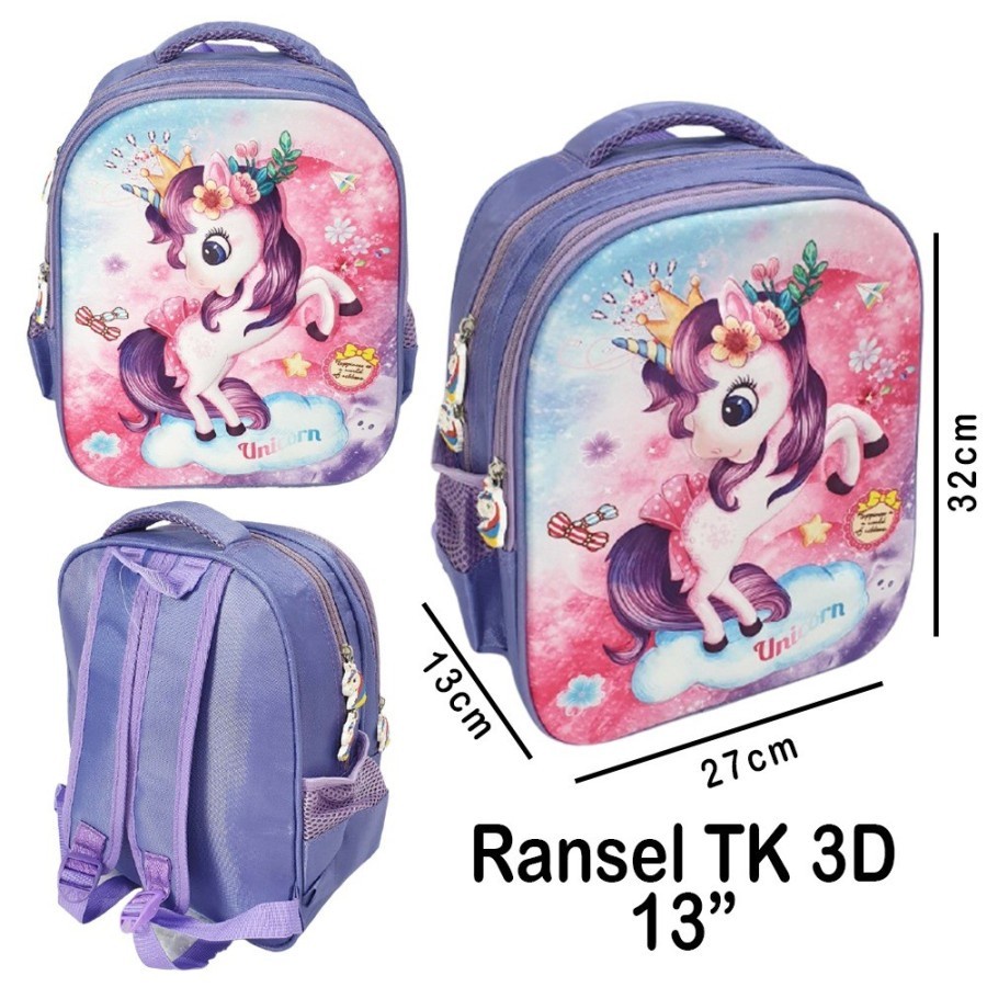 PROMO 10.10 RANSEL TIMBUL TERMURAH Tas Anak Sekolah TK Perempuan LILAC MAHKOTA LILY 3D TIMBUL IMPORT