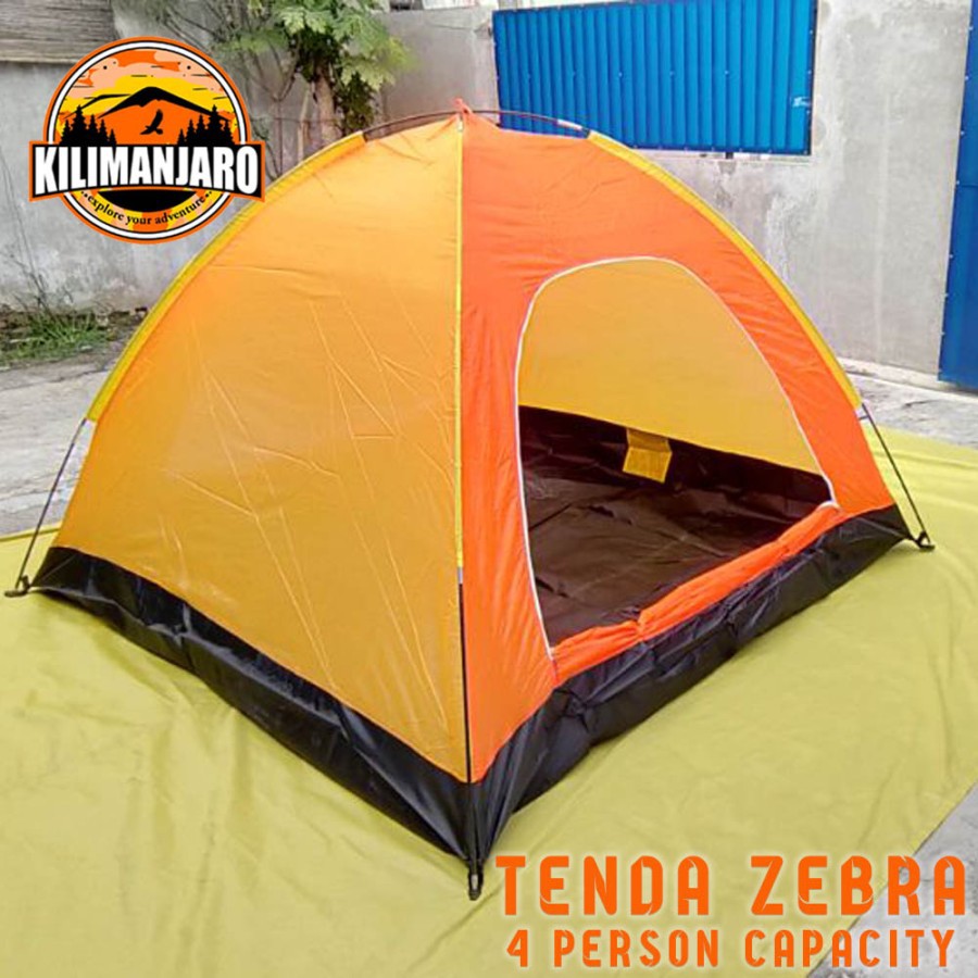 Tenda Double Layer Kapasitas 4 person Tenda Camping Zebra