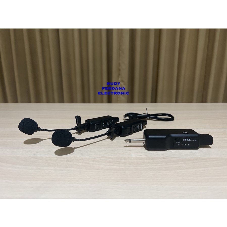 MICROPHONE WIRELESS CLIP ON MIC MIK JEPIT KANCING CAROL ES-383L