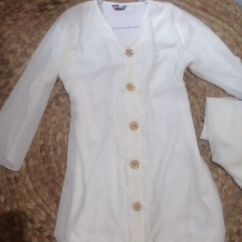 Dress pesta/lebaran simpel stylish broken white (preloved)