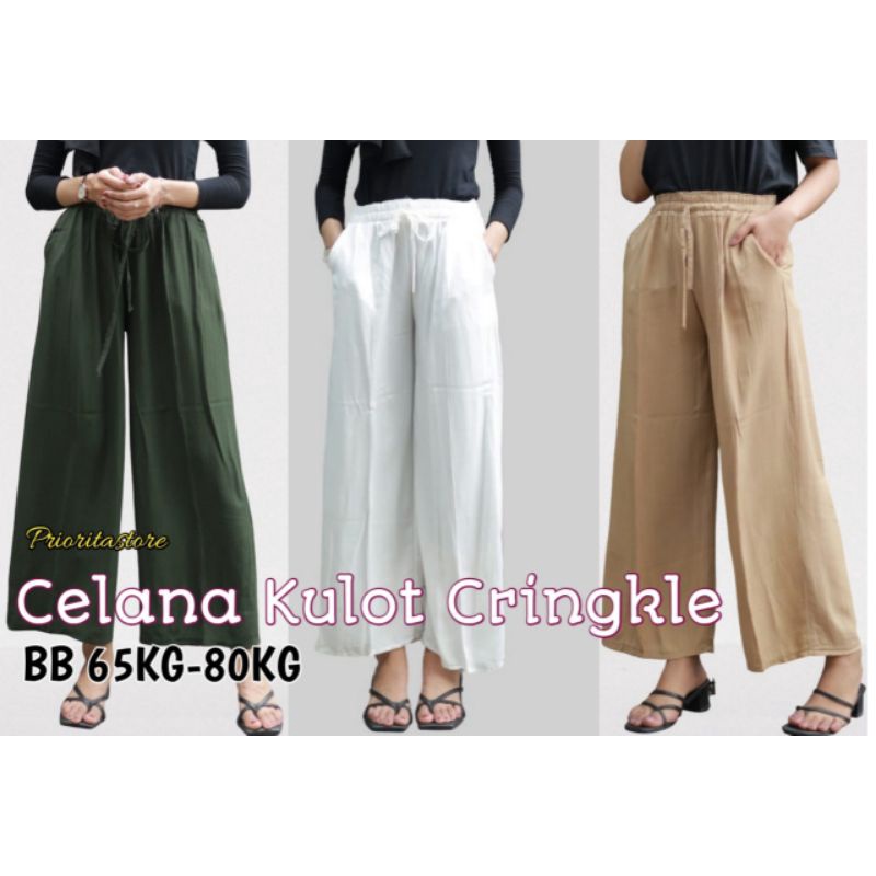 CELANA KULOT KRINGKLE HW RAYON PREMIUM LENGKAP WARNA HIGHWAIST