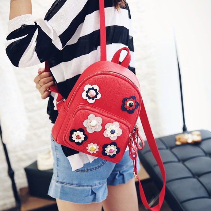 Tas Ransel Wanita Import Mode Bunga gg bridella Bahan Kulit 1008