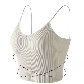 TJM BR182 Tanktop Wanita Kemben Tali Kecil Singlet Rib Square Elastis Tanpa Kawat With Bra Cup