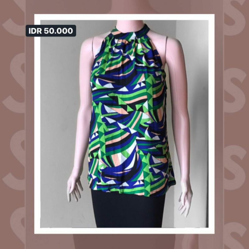 halter neck top/tanktop motif abstrak