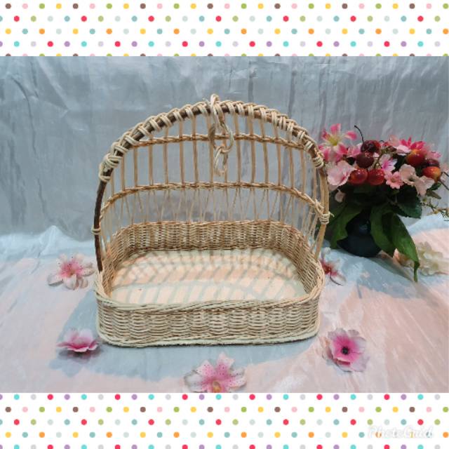 

K37M - Keranjang rotan sangkar ayun burung kotak M 29x20x6 cm hampers parcel hantaran seserahan kado