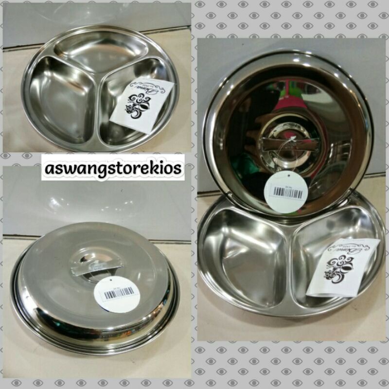 BIMA ORIGINAL Piring Sekat 3 / Lunch Tray Stainless Steel
