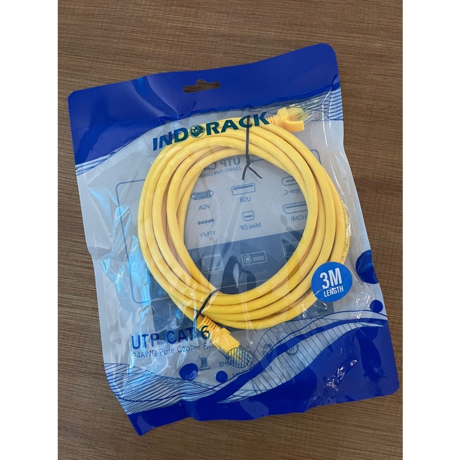 INDORACK C63Y 3 Meter Kabel Lan CAT6 UTP Patch Cord Cable -YELLOW