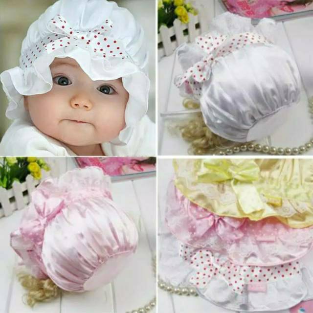 READY BANDUNG Topi Renda Bayi Lucu , Topi Anak Renda Renda , Penutup Kepala Renda