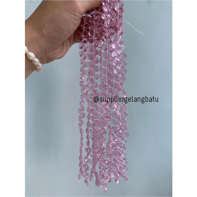 batu tetes air mata 10mm ROSE QUARTZ kristal bahan LUBANG SAMPING