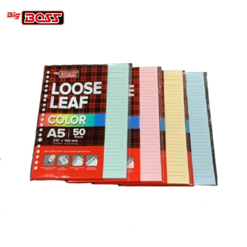 

Kertas File Binder A5 isi 50 Sheets LOOSE LEAF COLOR BIG BOSS