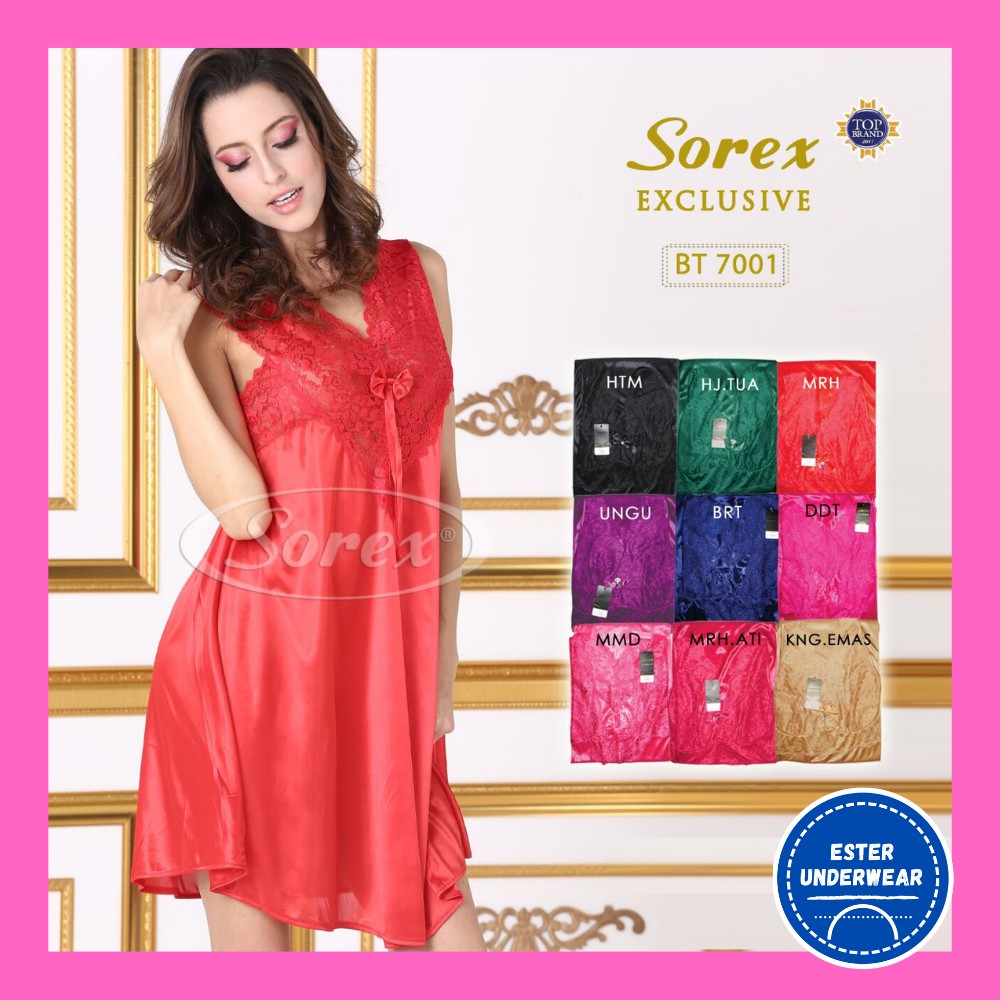 Baju Tidur Wanita Satin Lingerie Sorex Exclusive BT 7001 Isi-1 Pcs