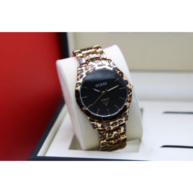 (SJ)JAM TANGAN GUESS DAN MK FASHION WANITA TALI RANTAI CORAK LEOPARD FREE BOX KANCING(COD)