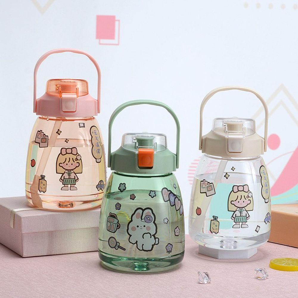 [Elegan] Cangkir Air Dengan Sedotan Cewek Portabel 1300ml Minum Musim Panas Kapasitas Besar Big Belly Cup