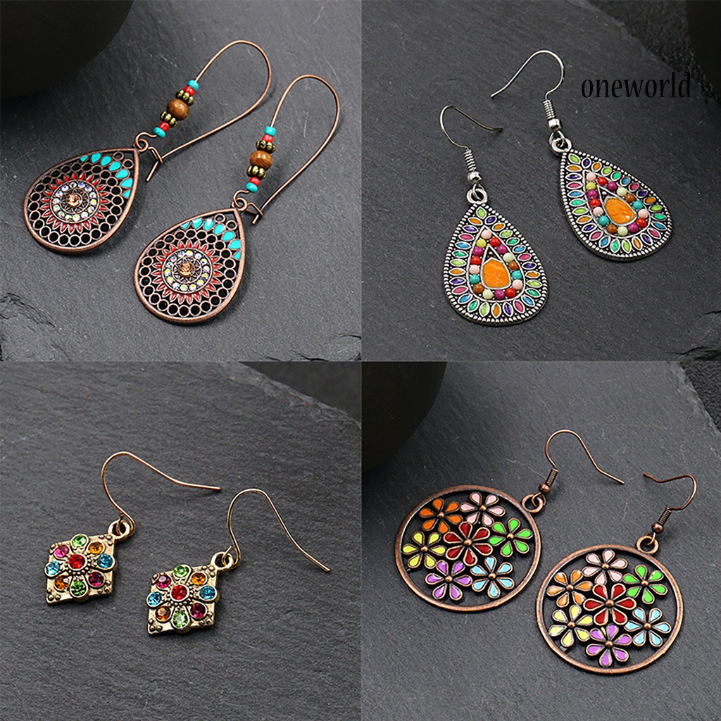 OW# Earring Retro Bohemian Vintage Ear Ring Dangle Eardrop for Dressing Room