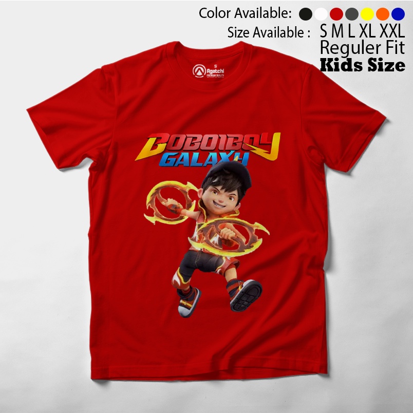 Baju Kaos Atasan Anak Laki - Laki BoboiBoy Galaxy Kuasa 7 Blaze Api Duri Es Gempa Halilintar Solar Topan