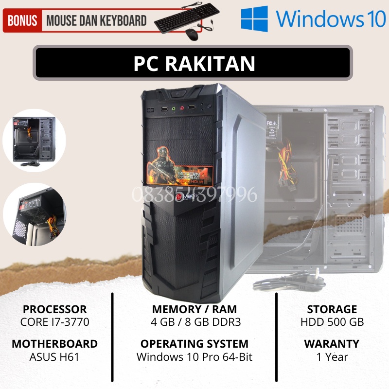 HARGA TURUN PC RAKITAN CORE i7-3370-4GB RAM-500 GB HDD-FULLSET FREE INSTAL WINDOWS 10 GARANSI