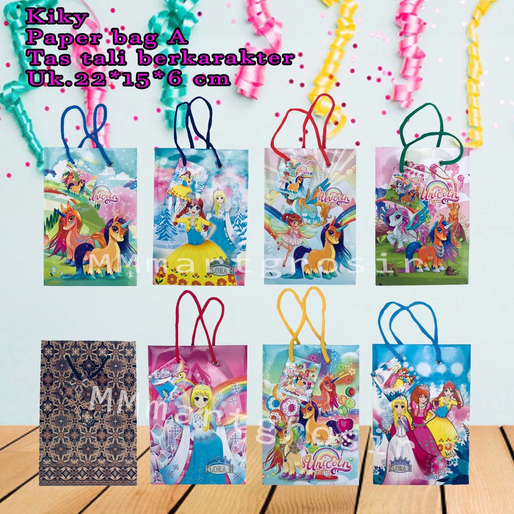 Kiky / Paper bag A / Tas berkarakter / Tas tali motif / 22*15*6