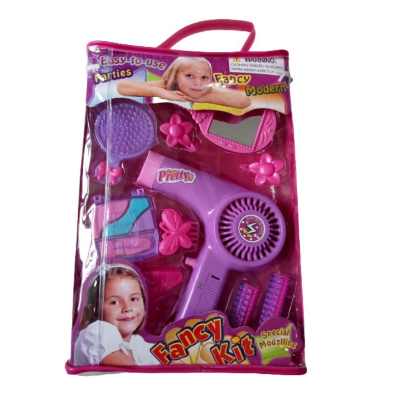 (FREE BATTERAI) MAINAN SALON BEAUTY HAIR DRYER CERMIN FANCY KIT