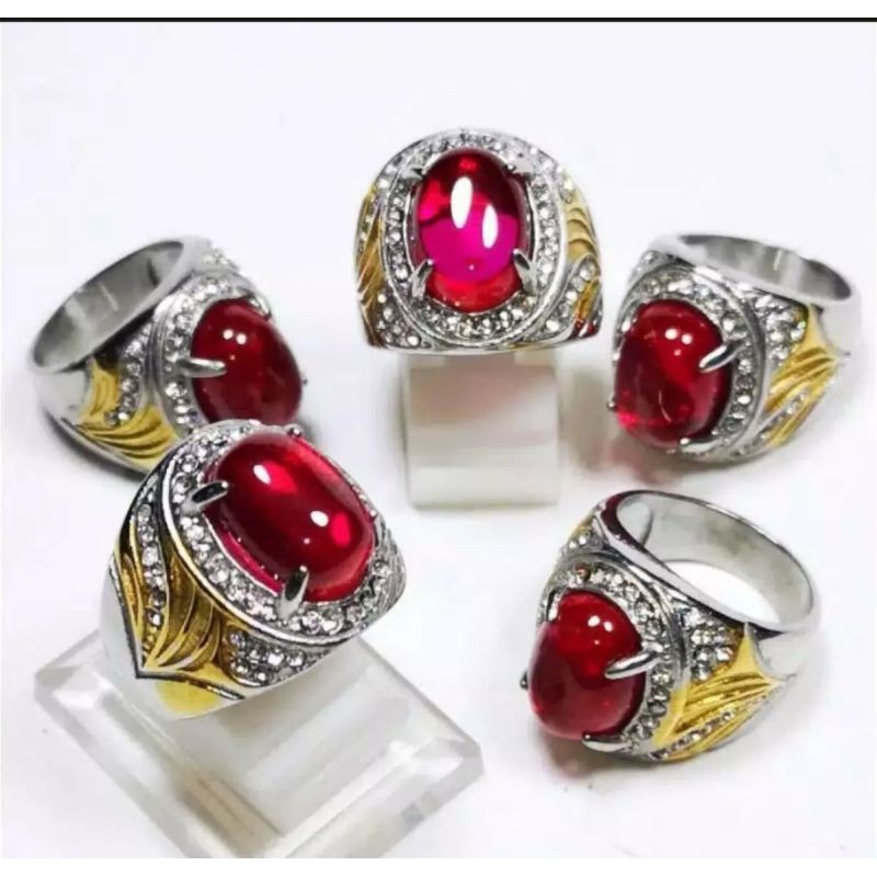 Cincin pria Batu cincin merah delima Siam Bangkok Termurah.