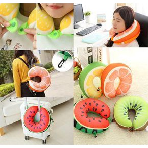 Bantal Leher Bentuk U Bahan Yelvo Motif Buah Lucu dan Imut