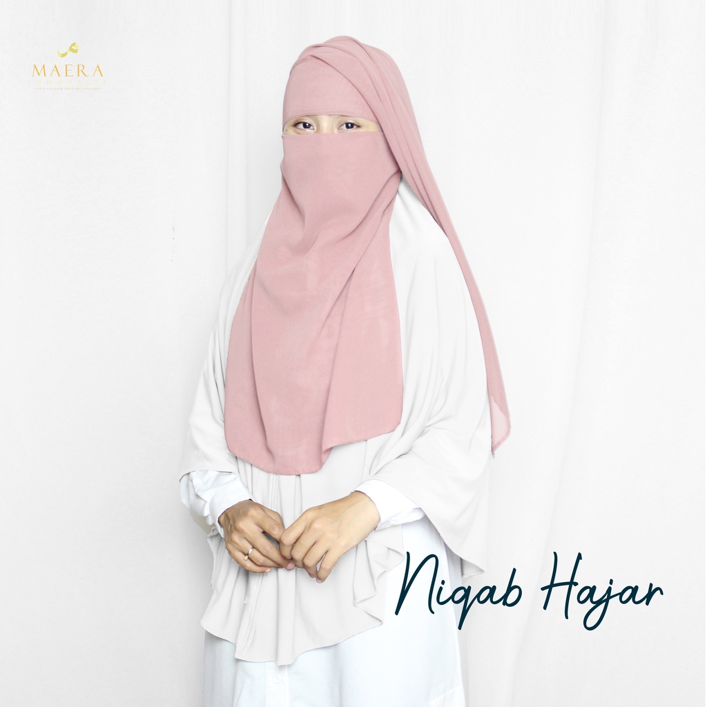 Cadar Niqab Yaman Bandana Basic 2 Layer Sifon Silk Jetblack Premium HAJAR by Maera