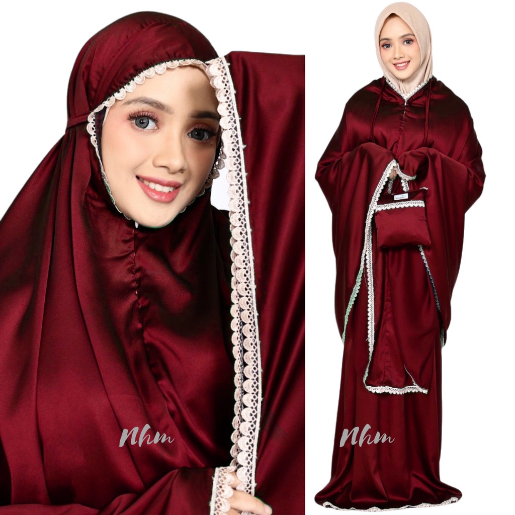 Mukena Traveling Dewasa Armany Silk Premium, Mukena Telekung Sleting