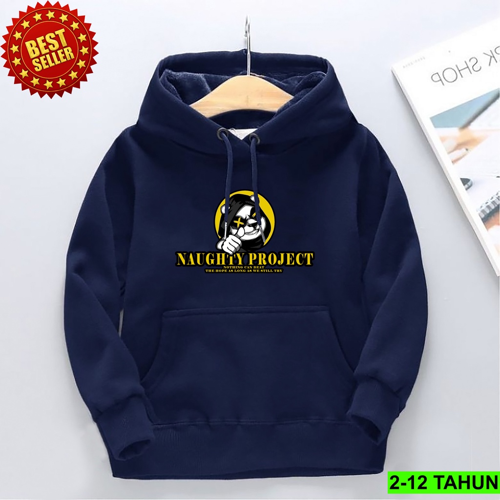 Switer Anak Laki Laki dan Cewek Usia 2 - 12 Tahun Hoodie NAUGHTY PROJECK Terbaru Bisa COD