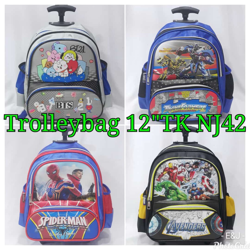 JOYELSY - TAS troly sekolah 12&quot; TK/16&quot;SD  NJ42 BTS,FROZEN,LOL,PONY,UNICORN, AVENGERS,SPIDER